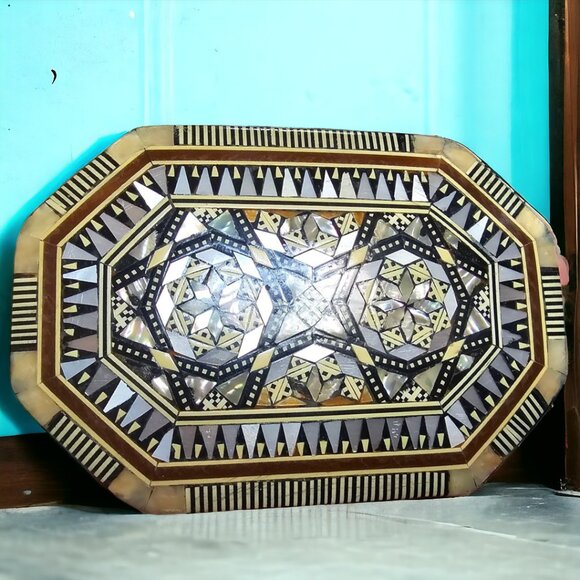 TURKISH MOSAIC MOTHER OF PEARL Vintage Jewelry Box - Picture 5 of 8